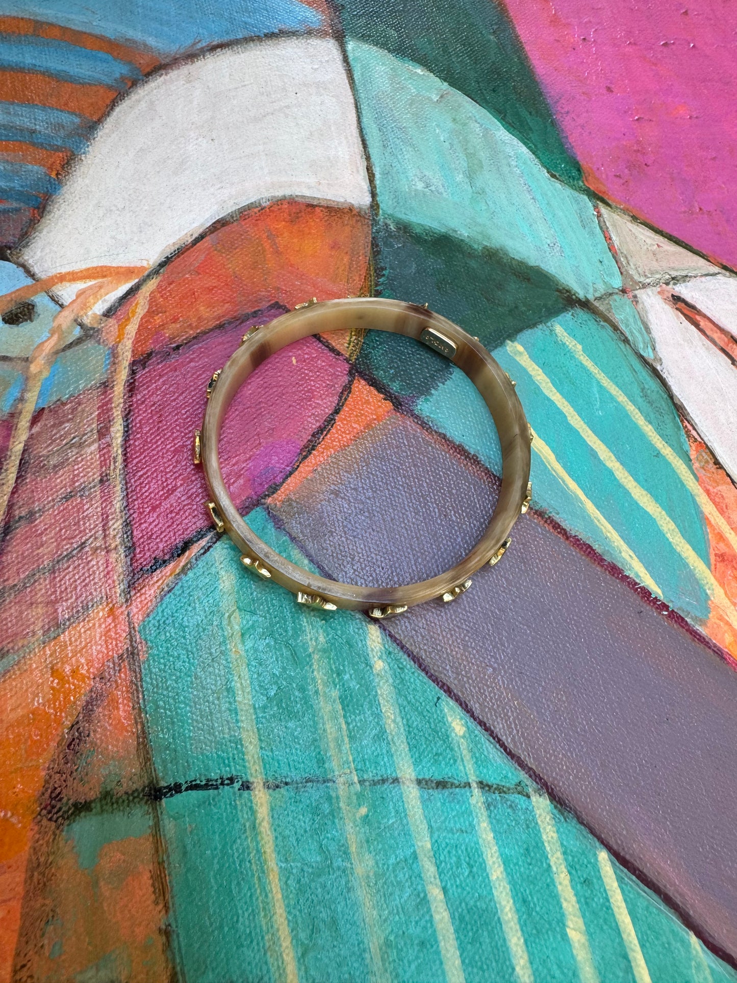 Mod Safari Bangle-Small-Brass Star Studded